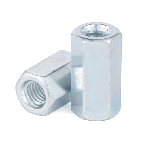 Mutternbefestigung, 2/5/10 Stück M6 M8 M10 M12 M14 Sechskant-Innenabstandshalter, metrisches Gewinde, Sechskantkupplung, lange Mutter, Kohlenstoffstahl, verzinkt(2pcs,M8x12x20) von YDEWLY