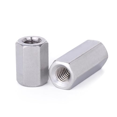 Mutternbefestigung, 5 Stück Kupplungsmutter M6 Stangenkupplung Sechskantmutter 304 Edelstahl Lange Sechskantmutter Verbindungsgewindemutter M6x10/15/20/25/30 mm(M6x18) von YDEWLY