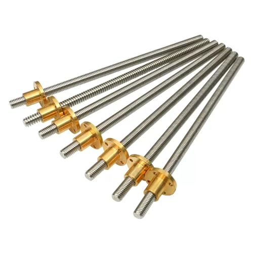 Trapezgewinde Schraubmutter, T12 Bleischraube 3D-Drucker, Steigung 2 mm, 2 mm/8 mm/10 mm/12 mm/14 mm, Edelstahl-Trapezschraube mit Kupfermutter, 100-500 mm, 1 Stück(Pitch 2 Blei 4mm,350mm) von YDEWLY