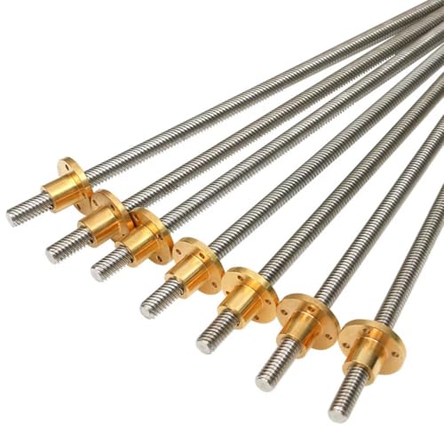 Trapezgewindemutter, 1 Stück 3D-Drucker T10-Leitspindel, Länge 100 mm – 1000 mm, Steigung 2 mm, Steigung 4 mm, Edelstahlschraube mit Kupfermutter(800mm) von YDEWLY