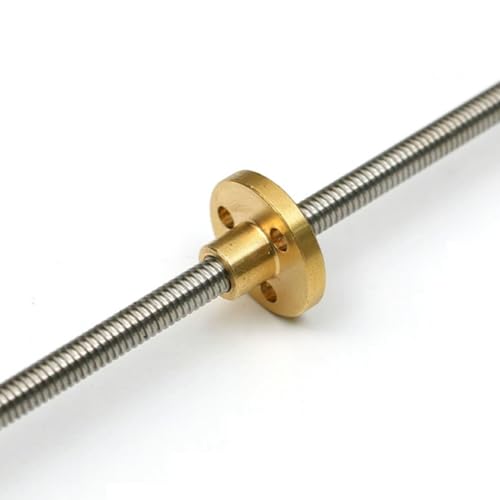 Trapezgewindemutter, 1 Stück 3D-Drucker T5-Leitspindel mit Kupfermutter, Gewinde 5 mm Steigung 1 mm Steigung 1 mm Gewindestange for Schrittmotor(250mm) von YDEWLY