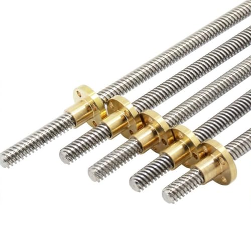 Trapezgewindemutter, 1 Stück 3D-Drucker T8-Leitspindel, Leitung 2 mm, Länge 100 mm - 600 mm, Edelstahlstange mit Messingmutter for Linearführungen, Schrittmotor(150mm) von YDEWLY