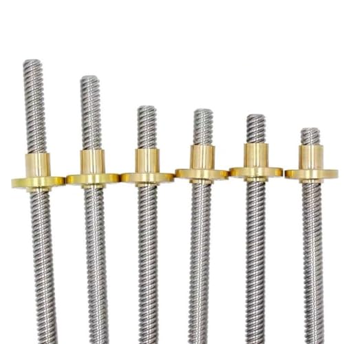 Trapezgewindemutter, 1 Stück T8-Leitspindel for CNC-3D-Drucker, Gewinde 8 mm, Steigung 1 mm, Länge 100–1000 mm, Trapezstange mit Kupfermutter, 1 Stück(100mm,Pitch 2mm Lead 2mm) von YDEWLY