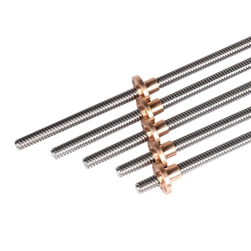 Trapezgewindemutter, T8-Leitspindel TR8 8 mm 100 150 200 250 300 350 400 450 500 550 600 mm mit Kupfermutter for RepRap 3D-Druckerteile, 1 Stück(Lead 2mm,450mm) von YDEWLY