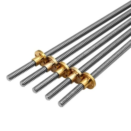 Trapezgewindemutter 1 Stück 304 Edelstahl T8 Vorschubschraube Ø 8mm Steigung 1mm Länge 100-600mm mit Kupfermutter für 3D-Drucker CNC (1000MM) von YDEWLY