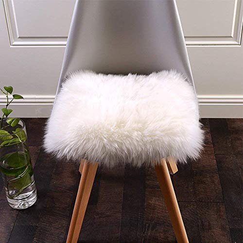 YDFYX Lammfell Schaffell Teppich Kunstfell Dekofell in Super weich Lammfellimitat Teppich Longhair Fell Optik Nachahmung Wolle Bettvorleger Sofa Matte (C-Weiß, 45 x 45cm) von YDFYX