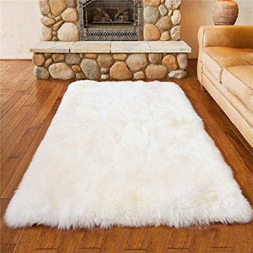 YDFYX Lammfell Schaffell Teppich Kunstfell Dekofell in Super weich Lammfellimitat Teppich Longhair Fell Optik Nachahmung Wolle Bettvorleger Sofa Matte (Weiß, 80 x 180cm) von YDFYX