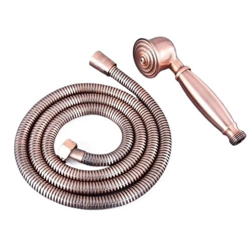 Der Duschkopf lässt einen Wasserstrahl ausstoßen, Handbrause in Form eines Telefons, rotes Kupfer, Antikes Badezimmer, Messing, Handbrause, Handbrauseschlauch, 1,5 m von YDHSIKK