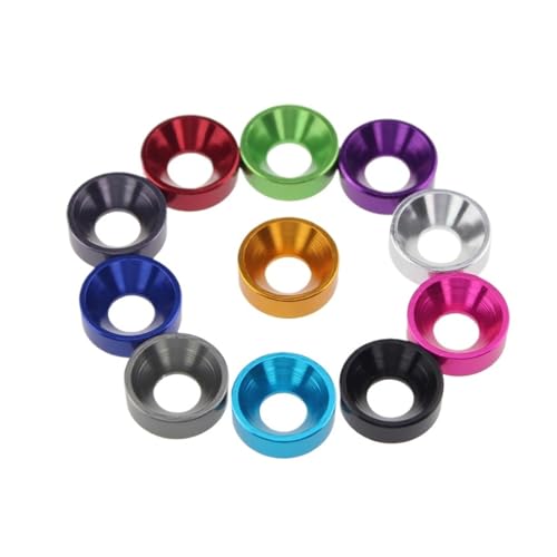 Edelstahl-Unterlegscheibe, Aluminium-Unterlegscheibe M2 M2.5 M3 M4 M5 M6 Bunt eloxiert Senkkopfschrauben Unterlegscheiben Dichtung(Green,M2.5 10pcs) von YDHSIKK
