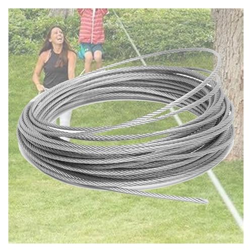 Edelstahldraht, Garten für Draht, Edelstahl-Drahtseilkabel, 5 mm, 1400 lbs Bruchfestigkeit, silberfarben, mehrere Größen(100M/328Ft) von YDHSIKK
