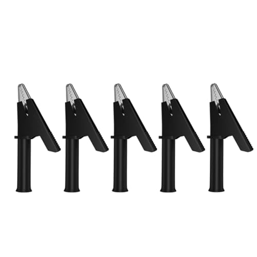 Krokodil Clips, Heavy Duty Krokodil, 4mm Isolierung 20A Kupfer Krokodilklemmen Packung mit 5 for elektrische Tests Multicolor(5 Black) von YDHSIKK