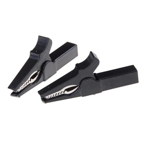 Krokodil Clips, Heavy Duty Krokodil, 55 mm HV-Mehrfarben-Krokodilklemmen, 2er-Pack for Batterietests, 4 mm Bananenstecker, Multimeter(2pcs Black) von YDHSIKK