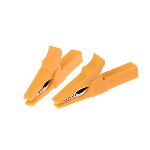 Krokodil Clips, Heavy Duty Krokodil, 55 mm HV-Mehrfarben-Krokodilklemmen, 2er-Pack for Batterietests, 4 mm Bananenstecker, Multimeter(2pcs Yellow) von YDHSIKK