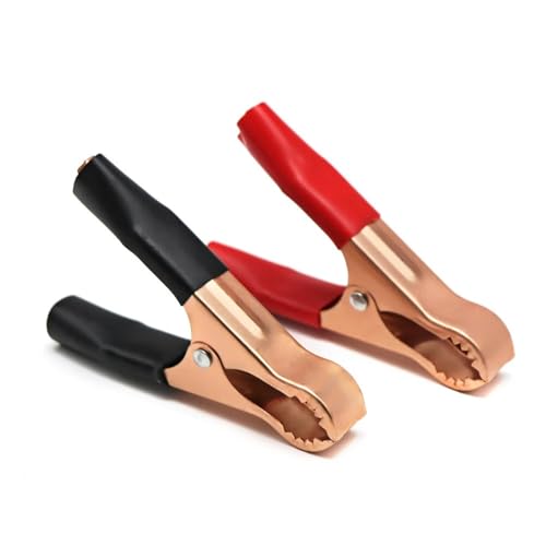 Krokodil Clips, Heavy Duty Krokodil, Krokodilklemmen 50A 80mm 2er-Packung Mehrfarbig(1pc Red 1pc Black) von YDHSIKK