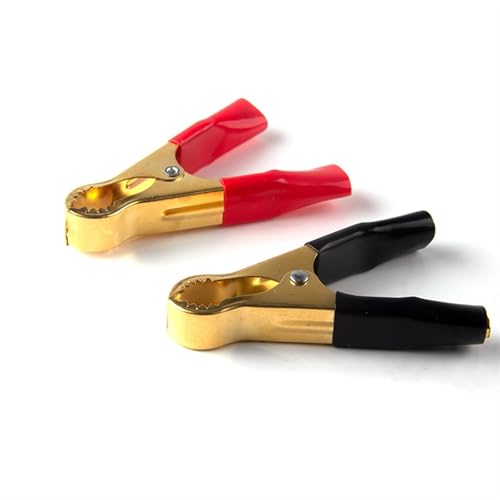 Krokodil Clips, Heavy Duty Krokodil, Packung mit 2 Krokodilklemmen 50A 80mm Rot und Schwarz(2pcs Red) von YDHSIKK