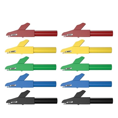 Krokodil Clips, Heavy Duty Krokodil, sourcing map 10 Stück Metall 4MM Isolierung Krokodilklemmen DIY Elektrische Werkzeuge Multicolor(5 Colorsx2) von YDHSIKK