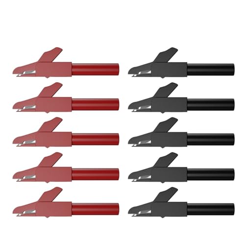 Krokodil Clips, Heavy Duty Krokodil, sourcing map 10 Stück Metall 4MM Isolierung Krokodilklemmen DIY Elektrische Werkzeuge Multicolor(5 Red 5 Black) von YDHSIKK