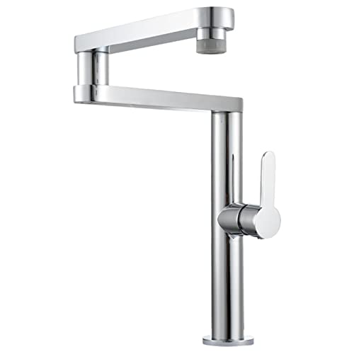 Küchenarmaturen mit ausziehbarem Hebel, Deck Mount Single Handle Pot Filler Wasserhahn Dual Mode Auslauf Swivel Faltbare(Chrome) von YDHSIKK