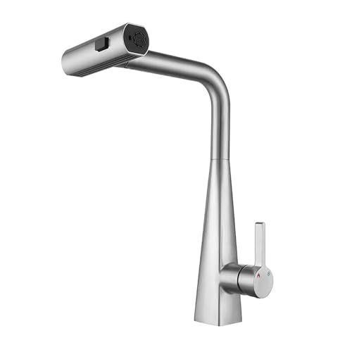 Küchenarmaturen mit ausziehbarem Hebel, Küchenarmatur mit Pull-Down-Sprüher, 3-Modus, 360-Grad-Schwenk, 304 Edelstahl(Brushed) von YDHSIKK
