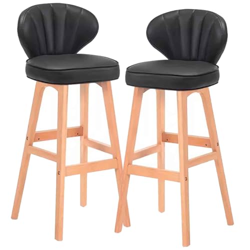 Moderne Höhe Küche Bar Stühle Barhocker 2er-Set, Barstühle mit Holzbeinen, hohe Hocker mit niedriger Rückenlehne und Sitzfläche aus PU-Leder, Retro-Thekeninselstühle, Frühstücks-Esszimmerstühle(Graybl Moderne Höhe Küche Bar Stühle Barhocker 2er-Set, Barstühle mit Holzbeinen, hohe Hocker mit niedriger Rückenlehne und Sitzfläche aus PU-Leder, Retro-Thekeninselstühle, Frühstücks-Esszimmerstühle(Graybl von YDHSIKK