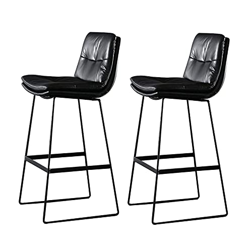 Moderne Höhe Küche Bar Stühle Thekenhocker mit Rückenlehne, 2er-Set Barhocker for die Küche, gepolsterter Frühstücksstuhl aus PU-Leder, Fußhocker aus Schmiedeeisen for die Inselkneipe(Black,65cm) Moderne Höhe Küche Bar Stühle Thekenhocker mit Rückenlehne, 2er-Set Barhocker for die Küche, gepolsterter Frühstücksstuhl aus PU-Leder, Fußhocker aus Schmiedeeisen for die Inselkneipe(Black,65cm) von YDHSIKK