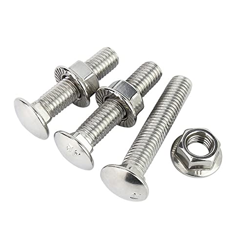 Rechteckmuttern, 20 Satz M5 × 12 mm 304 Edelstahl-Schlittenschrauben-Flanschmuttern-Kombination GB12 kleiner Kopf halbrunder Vierkanthalsschrauben-Brückenbolzen(M4,M4x12mm-50set) von YDHSIKK