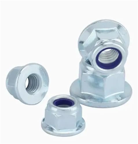 Selbstsichernde Sechskantmuttern-Sets Gewinde, 44 Stück Flansch-Nylon-Kontermuttern for Fahrradräder, mehrere Größen, Edelstahl und Stahl, mehrfarbig(White zinc,M8 5pcs) von YDHSIKK