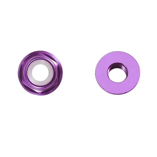 Selbstsichernde Sechskantmuttern-Sets Gewinde, Aluminium-Flansch-Sicherungsmuttern mit Nyloneinsatz, selbstsichernd, mehrfarbig, M2-M6, 25 Stück(Red 3pcs,M6-5PCS) von YDHSIKK