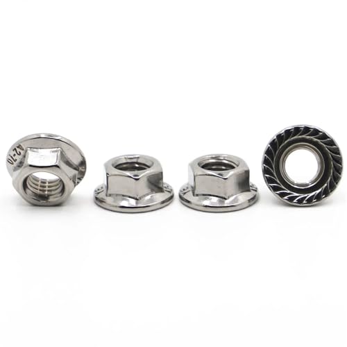 Selbstsichernde Sechskantmuttern-Sets Gewinde, Flansch Sechskant-Kontermutter Multicolor M3-M12 Packung mit 82 Stück for Fahrrad(Silver,M5 20pcs) von YDHSIKK