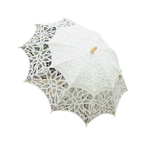 Spitzenschirm Sonnenschirm, Hochzeitsdekoration So Hochzeit Spitze Sonnenschirm Regenschirm Elfenbein Weiß Schwarz(Ivory) von YDHSIKK