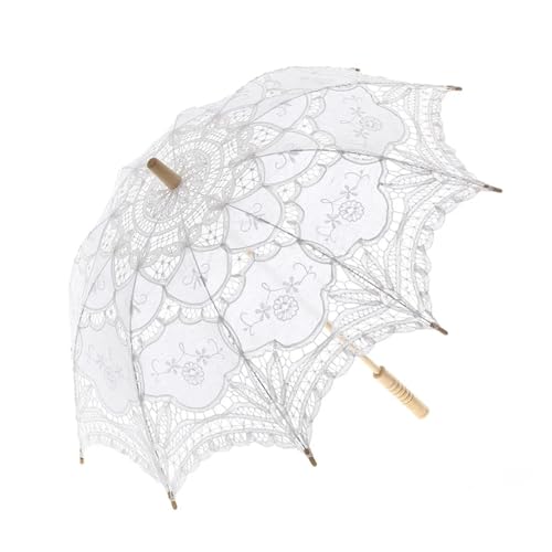 Spitzenschirm Sonnenschirm, Hochzeitsdekoration So Spitze Regenschirm Sonnenschirm Hochzeit Party Geschenke Multicolor(A0101 White) von YDHSIKK