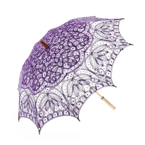 Spitzenschirm Sonnenschirm, Hochzeitsdekoration So Spitze Regenschirm Sonnenschirm Hochzeit Party Geschenke Multicolor(A0104 Purple) von YDHSIKK