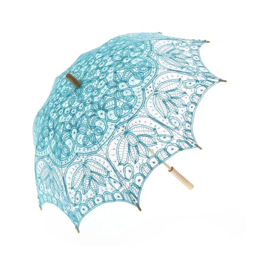 Spitzenschirm Sonnenschirm, Hochzeitsdekoration So Spitze Regenschirm Sonnenschirm Hochzeit Party Geschenke Multicolor(A0104 Turquoise Blue) von YDHSIKK