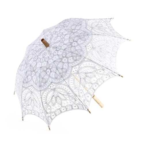 Spitzenschirm Sonnenschirm, Hochzeitsdekoration So Spitze Regenschirm Sonnenschirm Hochzeit Party Geschenke Multicolor(A0104 White) von YDHSIKK