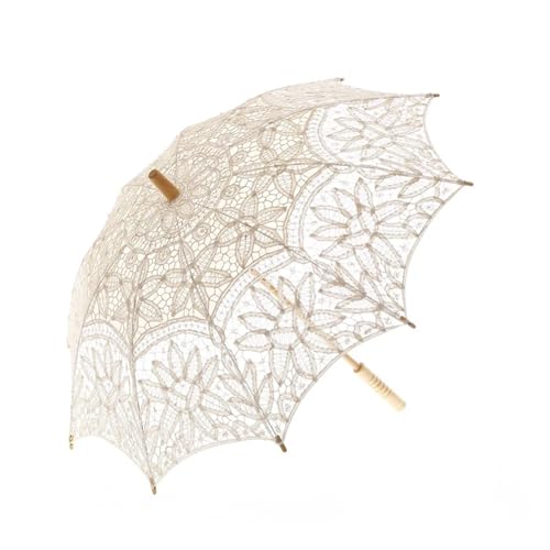 Spitzenschirm Sonnenschirm, Hochzeitsdekoration So Spitze Regenschirm Sonnenschirm Hochzeit Party Geschenke Multicolor(A0138 Beige) von YDHSIKK