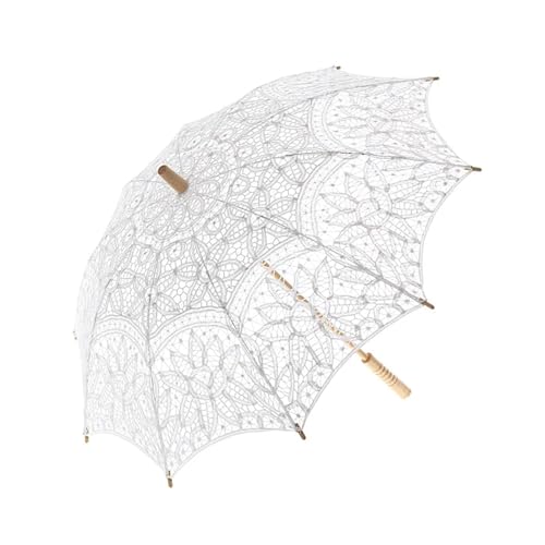 Spitzenschirm Sonnenschirm, Hochzeitsdekoration So Spitze Regenschirm Sonnenschirm Hochzeit Party Geschenke Multicolor(A0138 White) von YDHSIKK