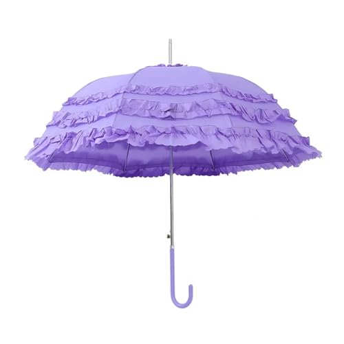 Spitzenschirm Sonnenschirm, Hochzeitsdekoration So Spitzen-Hochzeitsschirm mit langem Griff, mehrfarbig(Purple a) von YDHSIKK