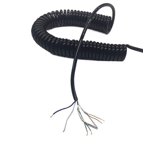 Spulenkabel Polyurethan-Mantel， 4-adriges geschirmtes Twisted Pair-Netzwerkkabel und 2-adriges 0,5 mm²-Stromkabel, 2er-Pack, mehrere Größen(Stretch 5 Meter) von YDHSIKK