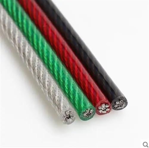 Wire Rope, Stahlseil 1 1,5 2 3 4 5 mm Kunststoff-Tranded-Draht Twist Wäscheleine for Outdoor-Lichterkette(Black,5mm 10meters) von YDHSIKK