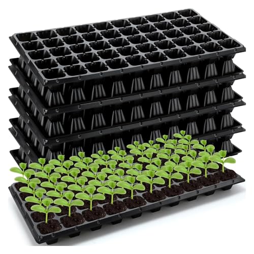 YDHSIKK Anzuchtpaletten, Saatgutpaletten, 5/10 Pcs 50 Stecker Samen Ausgangs Trays Sämling Trays Keimung Mit Ablauf Löcher(5Pcs) von YDHSIKK