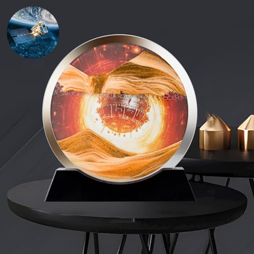 YDHSIKK EIN Bild! 12 Zoll rundes Glas 3D Moving Sand Desktop Wandbehang Dekoration Spielzeug schwarz weißen Rahmen(B,Black Frame) von YDHSIKK