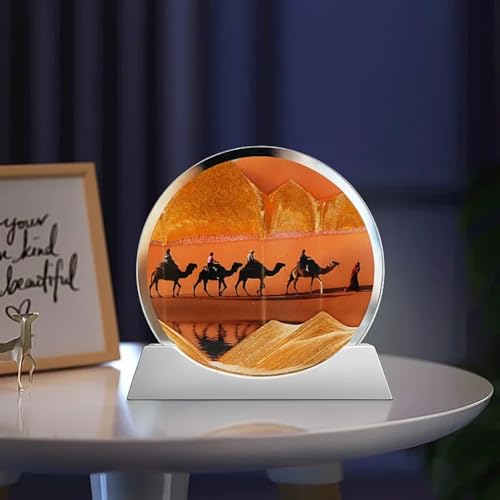 YDHSIKK EIN Bild! 12 Zoll rundes Glas 3D Moving Sand Desktop Wandbehang Dekoration Spielzeug schwarz weißen Rahmen(D,White Frame) von YDHSIKK