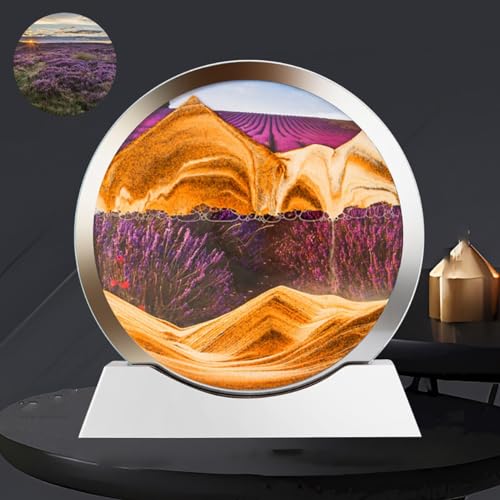 YDHSIKK EIN Bild! 12 Zoll rundes Glas 3D Moving Sand Desktop Wandbehang Dekoration Spielzeug schwarz weißen Rahmen(J,White Frame) von YDHSIKK