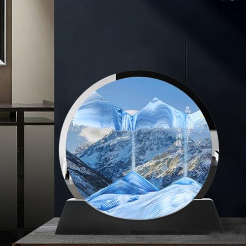 YDHSIKK EIN Bild! 3D-Sandkunstrahmen aus beweglichem Glas, 19,1 cm, rund, mit mehrfarbigem Sand in Schwarz oder Weiß(C,Black Frame) von YDHSIKK