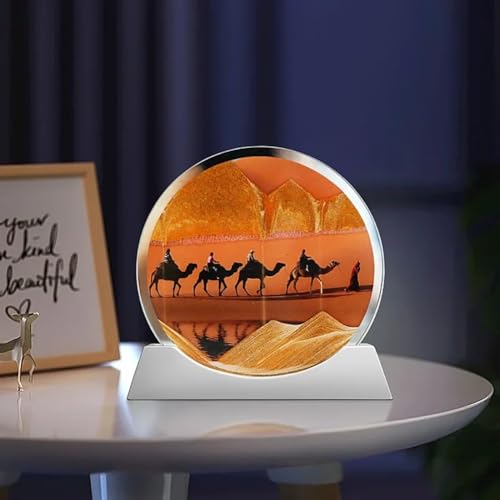 YDHSIKK EIN Bild! 3D-Sandkunstrahmen aus beweglichem Glas, 19,1 cm, rund, mit mehrfarbigem Sand in Schwarz oder Weiß(C,White Frame) von YDHSIKK