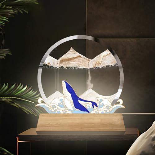YDHSIKK EIN Bild! Moving Sand Art Tischlampe Multicolor Glas Holzrahmen 7 Zoll Desktop-Dekor(B) von YDHSIKK