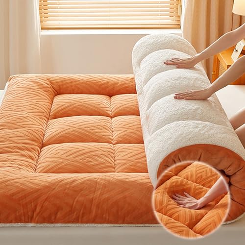 YDHSIKK Futon Matratzen Japanische Futonmatratze, Mehrfarbig, mehrere Größen(Orange,180 * 200 * 10cm/70 * 78 * 4in) von YDHSIKK