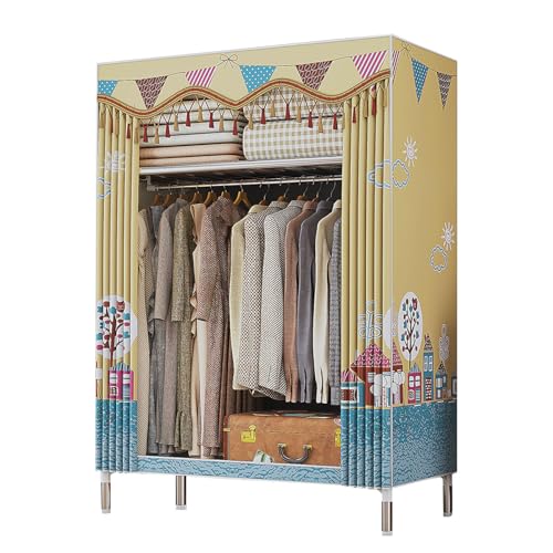 YDHSIKK Leinwand Kleiderschrank Potable Closet Mit Kleiderstange, Stoffbezug, Faltbarer Kleiderschrank for Schlafzimmer, von YDHSIKK
