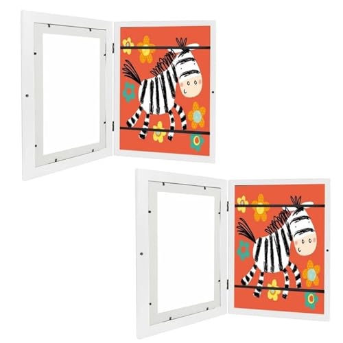 YDHSIKK Massivholz-Fotorahmen, Holz A4 Kunst Rahmen Veränderbar Display Kinder Home Office Multicolor Mehrere Größen(White 2pcs Frame) von YDHSIKK