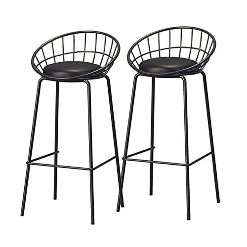 YDHSIKK Moderne Höhe Küche Bar Stühle Barhocker, 2er-Set, Thekenhocker, Außenseite aus Kunstleder, Frühstücks-/Esszimmerstühle mit schwarzem Metallrahmen und Fußstütze(Black,75cm(29.5 Inch)) von YDHSIKK
